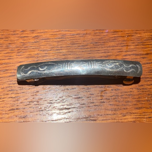 Navajo Accessories - Vintage Navajo Sterling Stamped Hair Barrette
